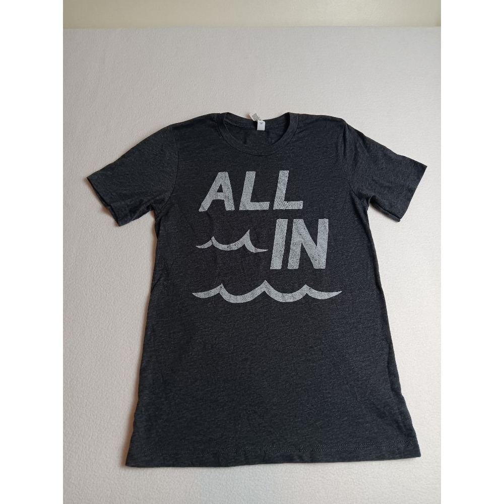 Bella Canvas ALL IN United Graphic T-Shirt Mens Size S Dark Gray Waves Tee 3001